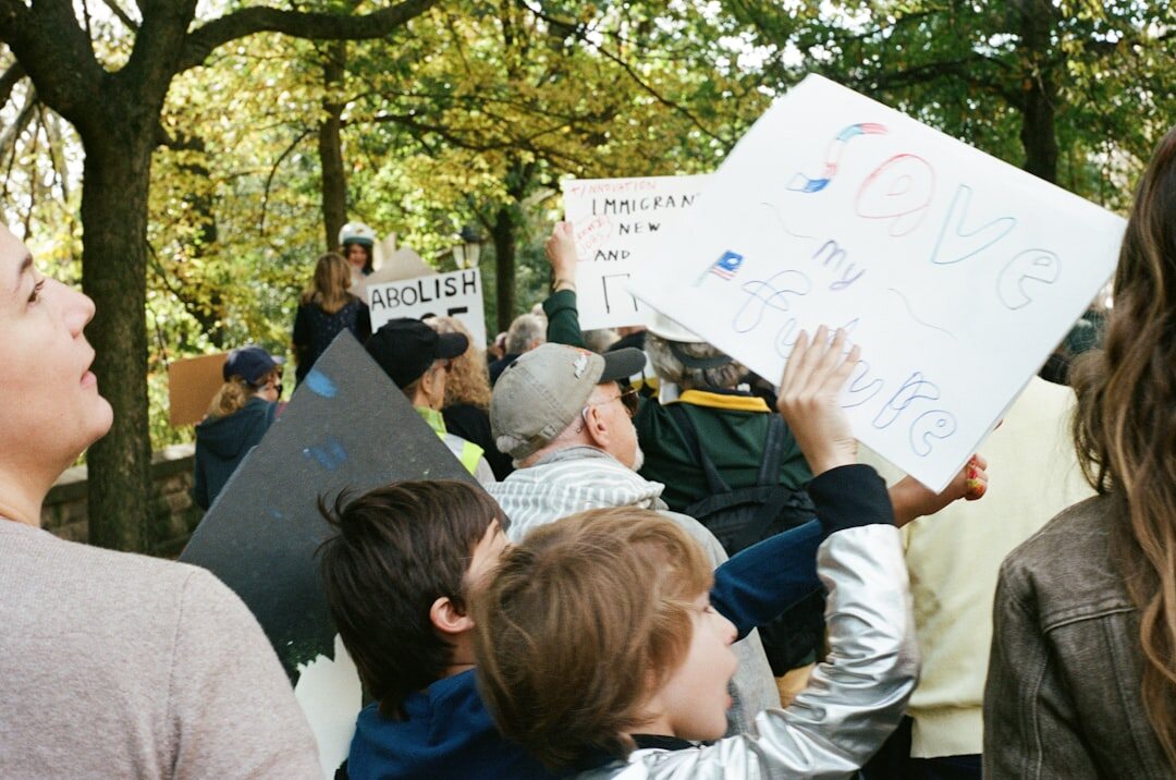 protesters in street