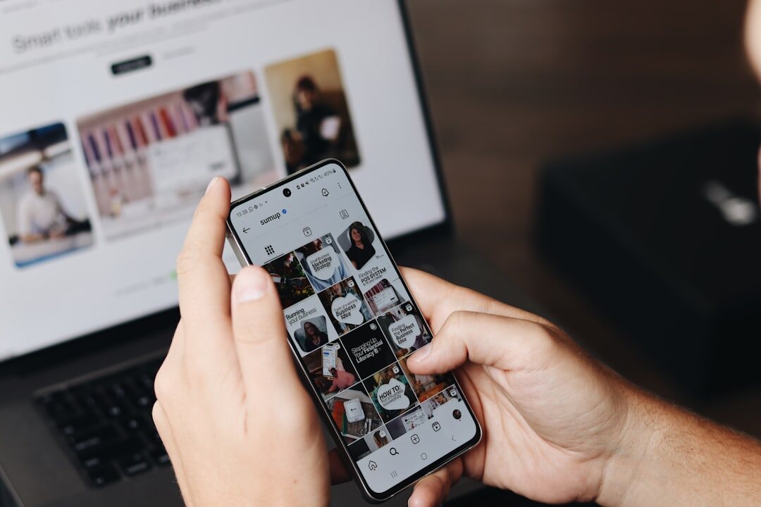 person checking social media
